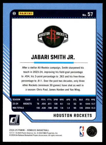 2024-25 Donruss #57 Jabari Smith Jr. NM-MT Rockets ID:81049 - Basketball Card Single