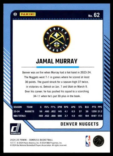 2024-25 Donruss #62 Jamal Murray NM-MT Nuggets ID:81053 - Basketball Card Single