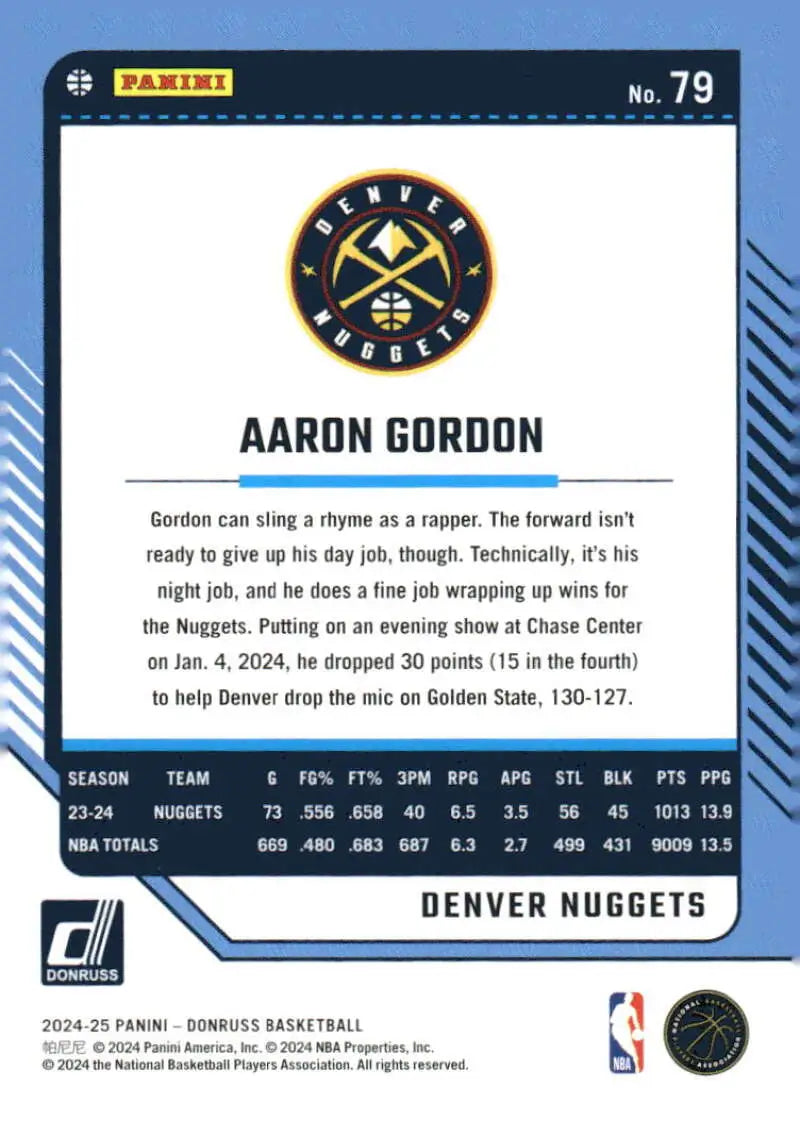 2024-25 Donruss #79 Aaron Gordon NM-MT Nuggets ID:81062 - Basketball Card Single