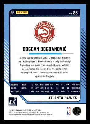 2024-25 Donruss #88 Bogdan Bogdanovic Base Atlanta Hawks