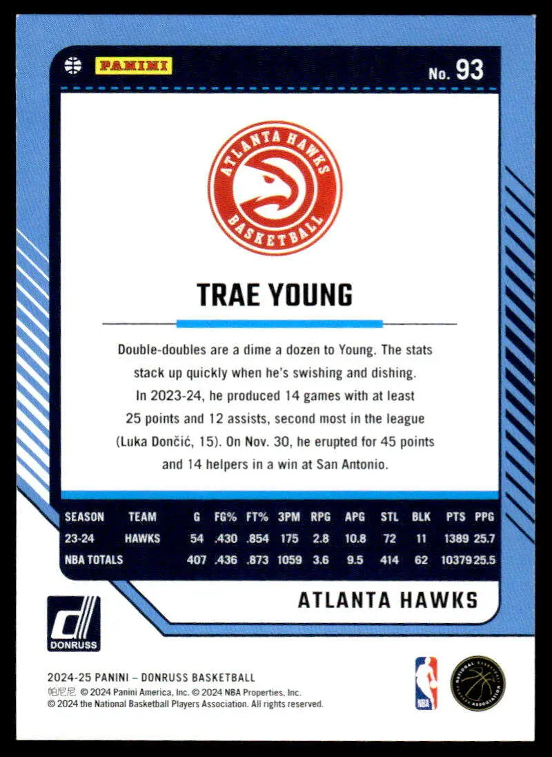 2024-25 Donruss #93 Trae Young NM-MT Hawks ID:81067 - Basketball Card Single