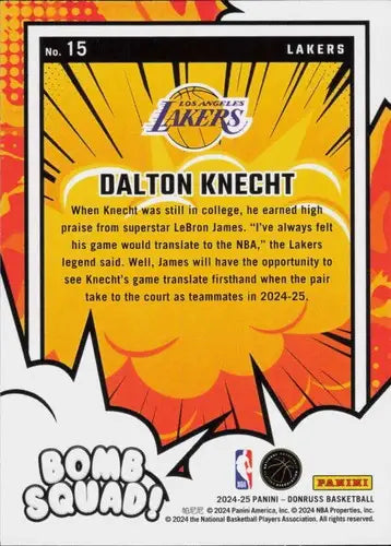 2024-25 Donruss Bomb Squad #15 Dalton Knecht NM-MT Lakers ID:80752 - Basketball Card Single