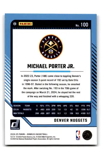 2024-25 Donruss Cubic #100 Michael Porter Jr. NM-MT 027/175 Nuggets ID:80765 - Basketball Card Single
