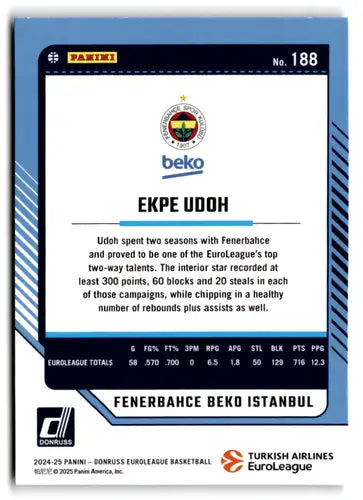 2024-25 Donruss EuroLeague #188 Ekpe Udoh NM-MT Legend ID:82482 - Basketball Card Single