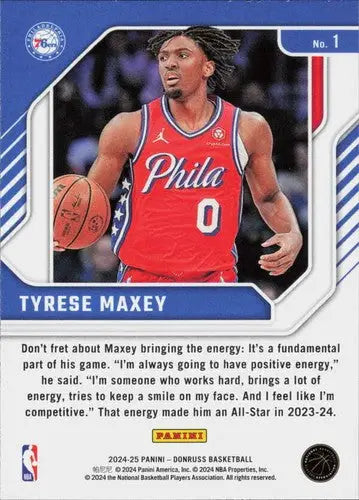 2024-25 Donruss Franchise Features #1 Tyrese Maxey NM-MT 76ers ID:80753 - Basketball Card Single
