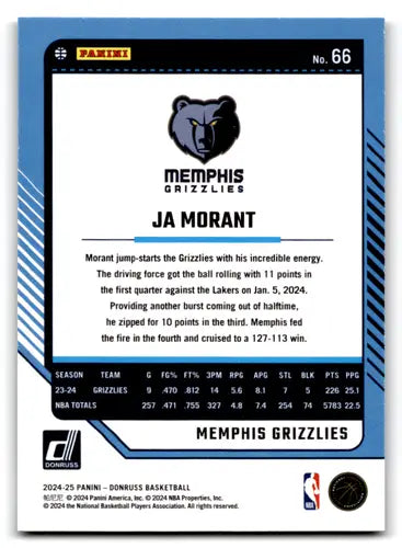2024-25 Donruss Holo Green Laser #66 Ja Morant NM-MT Grizzlies ID:79296 - Basketball Card Single