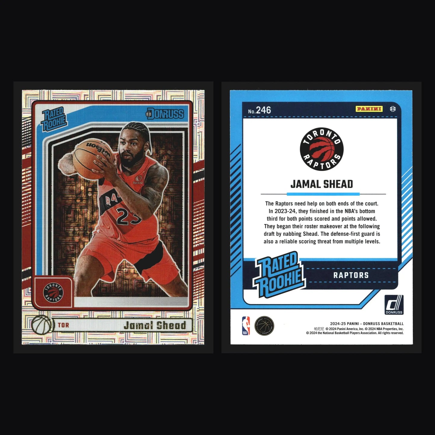 2024-25 Donruss Jamal Shead #246 Mojo Rated Rookie RC Toronto Raptors - Basketball Card Single