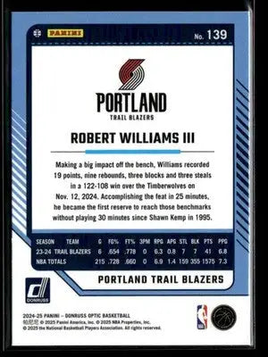 2024-25 Donruss Optic #139 Robert Williams III - Basketball Card Single