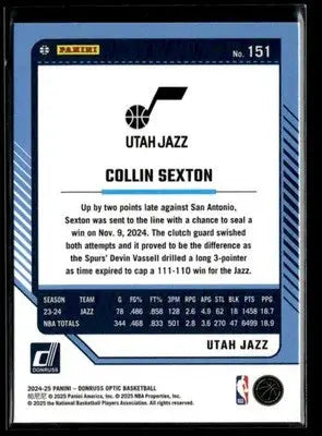 2024-25 Donruss Optic #151 Collin Sexton - Basketball Card Single