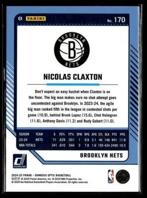 2024-25 Donruss Optic #170 Nicolas Claxton Base Brooklyn Nets - Basketball Card Single