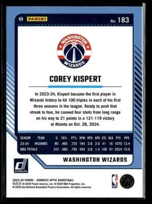 2024-25 Donruss Optic #183 Corey Kispert - Basketball Card Single