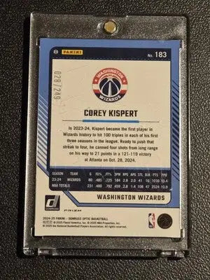 2024-25 Donruss Optic #183 Corey Kispert Premium Box Set #028/249 - Basketball Card Single