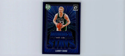 Larry Bird basketball trading card from 2024-25 Donruss Optic Bird Winner Stays series
