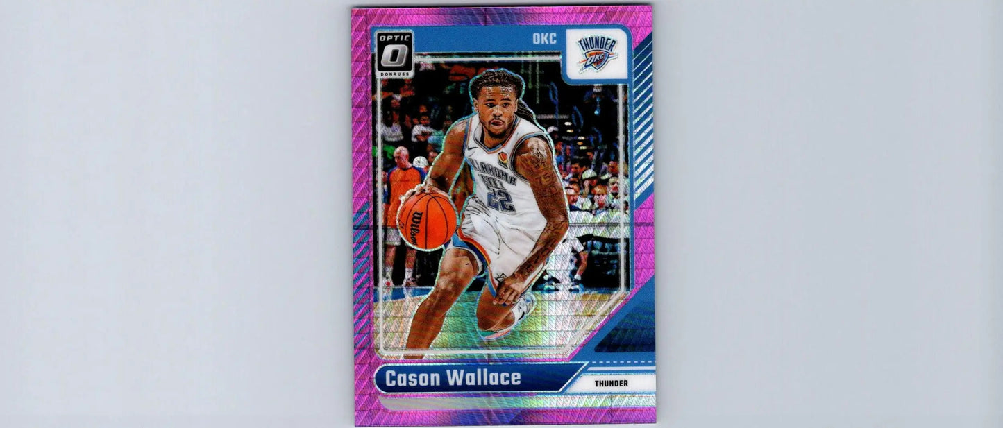 Cason Wallace Hyper Pink basketball trading card in 2024-25 Donruss Optic series