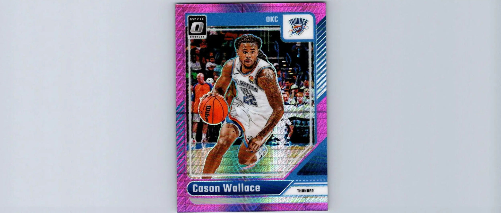 Cason Wallace Hyper Pink basketball trading card in 2024-25 Donruss Optic series