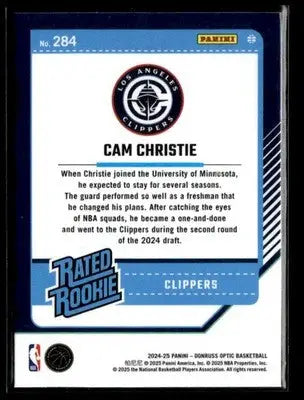 2024-25 Donruss Optic #284 Cam Christie Base RC Los Angeles Clippers - Basketball Card Single