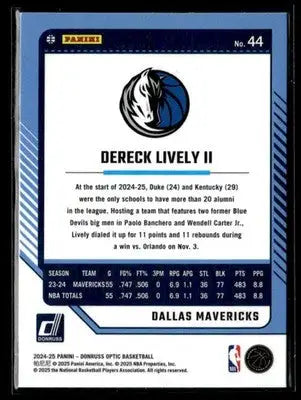 2024-25 Donruss Optic #44 Dereck Lively II - Basketball Card Single