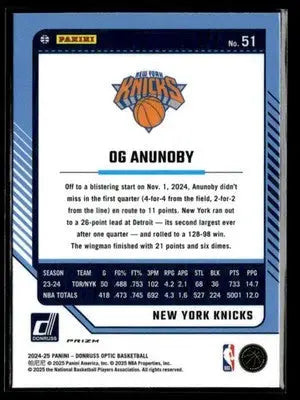 2024-25 Donruss Optic #51 OG Anunoby Red Scope Prizm New York Knicks - Basketball Card Single