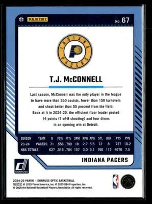 2024-25 Donruss Optic #67 T.J. McConnell - Basketball Card Single