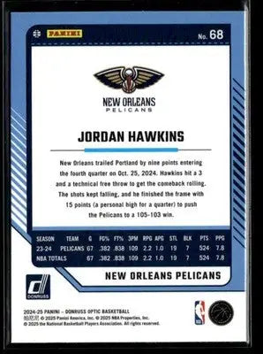2024-25 Donruss Optic #68 Jordan Hawkins - Basketball Card Single