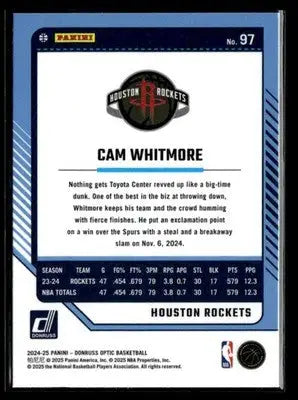 2024-25 Donruss Optic #97 Cam Whitmore - Basketball Card Single
