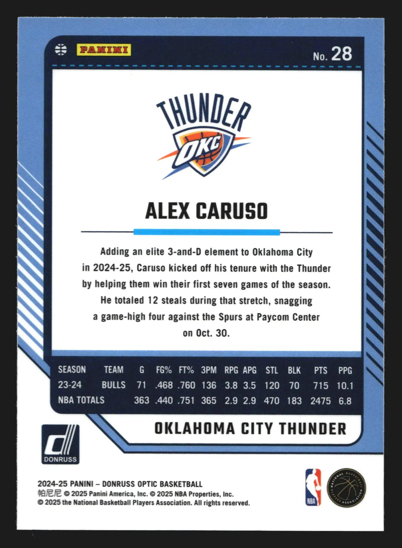 2024-25 Donruss Optic Alex Caruso #28 Oklahoma City Thunder - Basketball Card Single