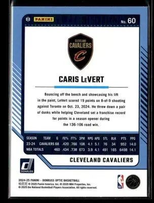 2024-25 Donruss Optic Caris LeVert #60 Base Cleveland Cavaliers