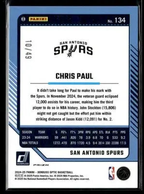2024-25 Donruss Optic Chris Paul #134 Blue SN #/49 San Antonio Spurs