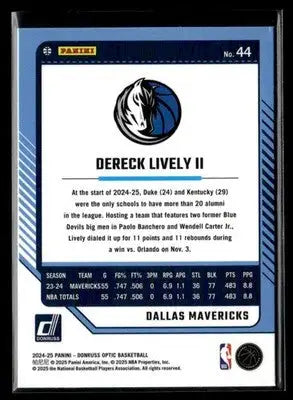 2024-25 Donruss Optic Dereck Lively II #44 Dallas Mavericks