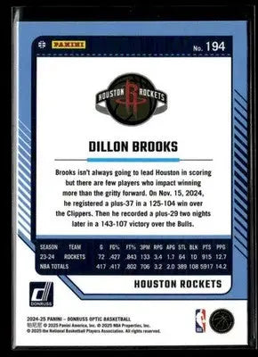 2024-25 Donruss Optic Dillon Brooks #194 Houston Rockets