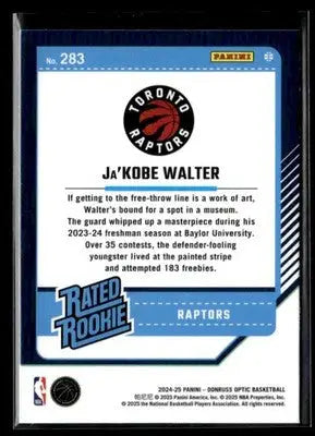 2024-25 Donruss Optic Ja’Kobe Walter #283 RC Toronto Raptors
