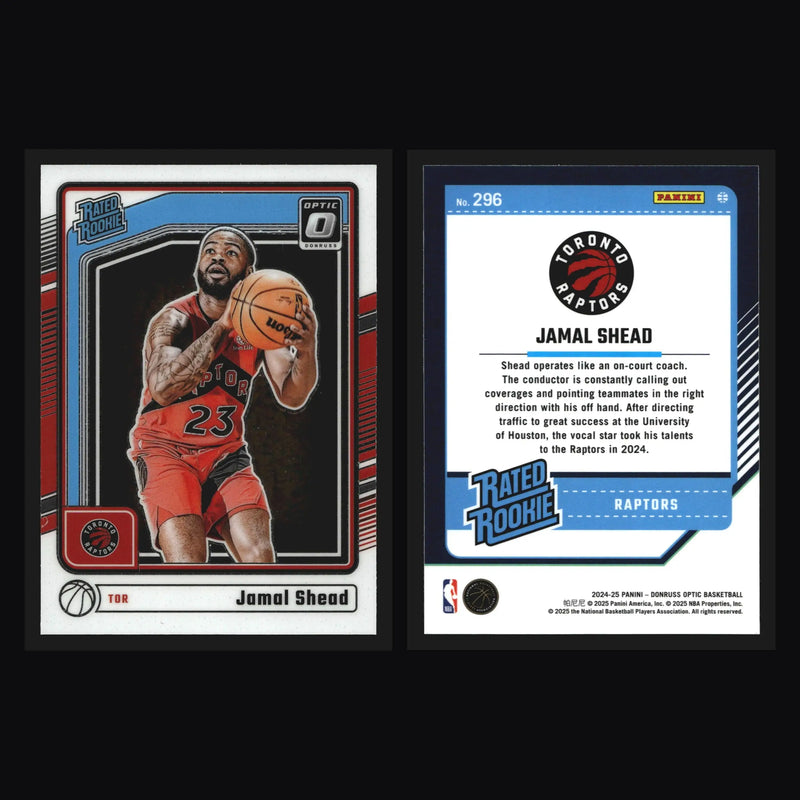 2024-25 Donruss Optic Jamal Shead #296 Rated Rookie RC Toronto Raptors - Basketball Card Single