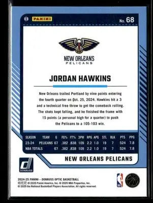 2024-25 Donruss Optic Jordan Hawkins #68 New Orleans Pelicans