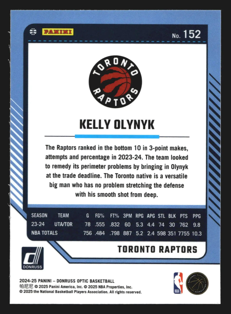 2024-25 Donruss Optic Kelly Olynyk #152 Toronto Raptors - Basketball Card Single