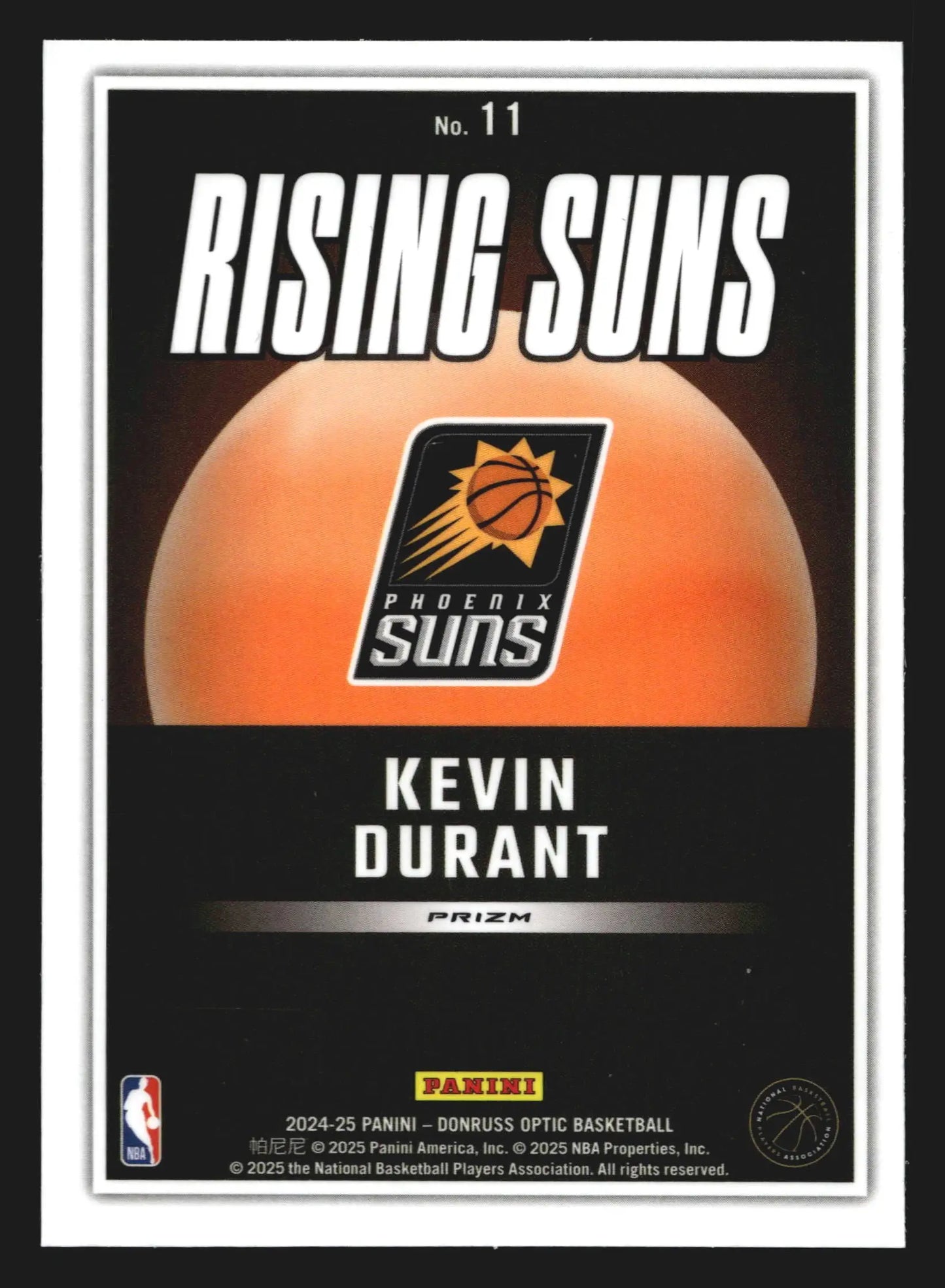 2024-25 Donruss Optic Kevin Durant #11 Rising Suns Holo Prizm Phoenix Suns - Basketball Card Single