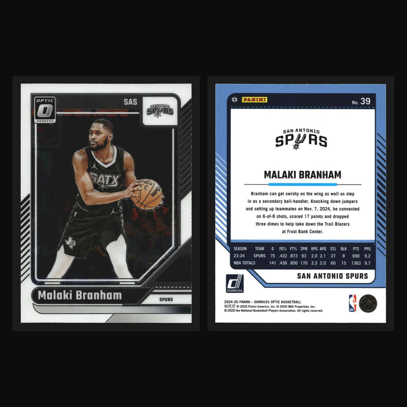 2024-25 Donruss Optic Malaki Branham #39 San Antonio Spurs - Basketball Card Single
