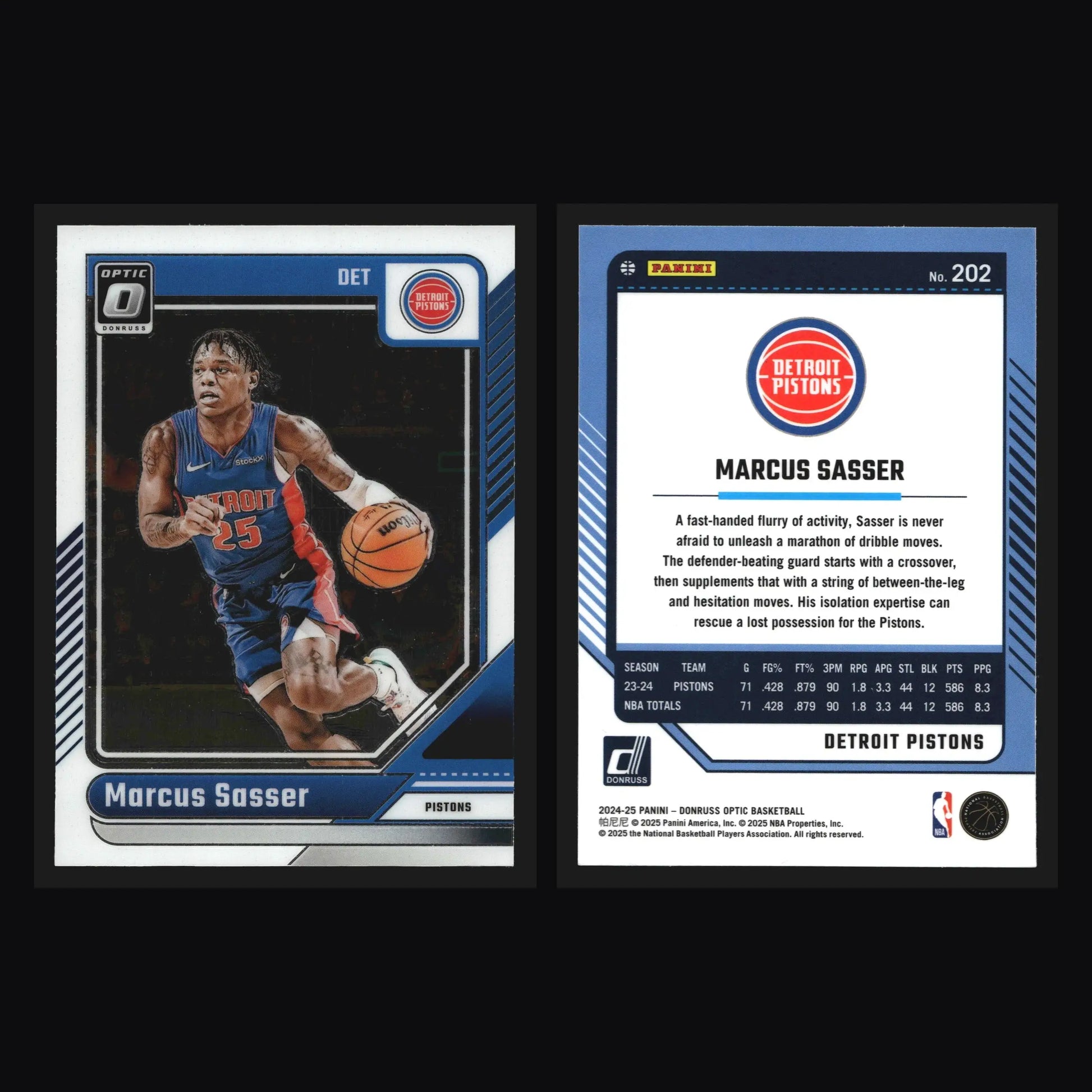 2024-25 Donruss Optic Marcus Sasser #202 Detroit Pistons