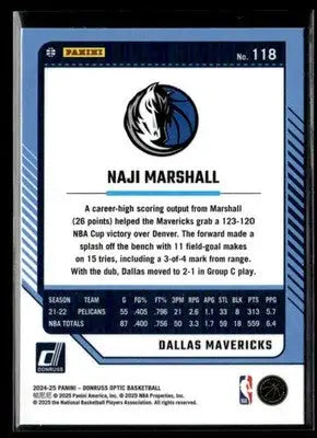 2024-25 Donruss Optic Naji Marshall #118 Dallas Mavericks