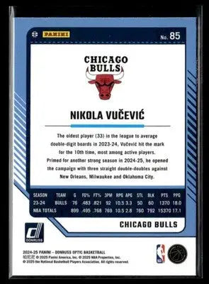2024-25 Donruss Optic Nikola Vucevic #85 Base Chicago Bulls - Basketball Card Single
