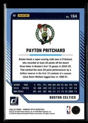 2024-25 Donruss Optic Payton Pritchard #164 Base Boston Celtics - Basketball Card Single