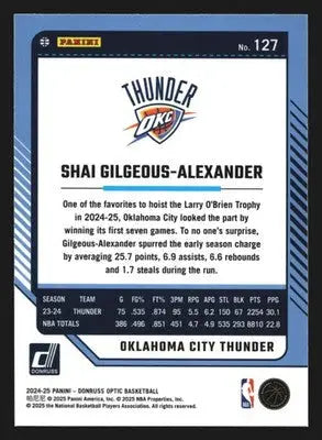 2024-25 Donruss Optic Shai Gilgeous-Alexander #127 Thunder - Basketball Card Single