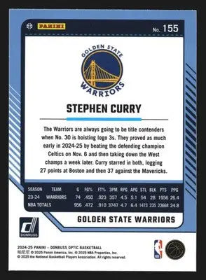 2024-25 Donruss Optic Stephen Curry #155 Golden State Warriors - Basketball Card Single