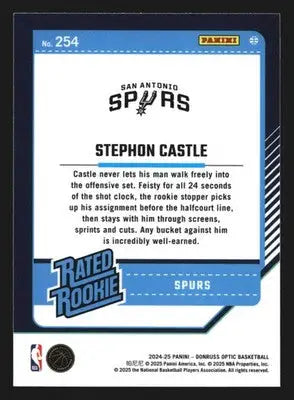 2024-25 Donruss Optic Stephon Castle #254 Rated Rookie San Antonio Spurs RC - Basketball Card Single