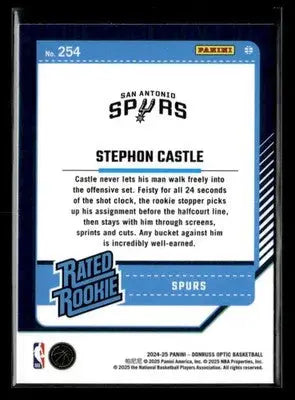 2024-25 Donruss Optic Stephon Castle #254 RC San Antonio Spurs