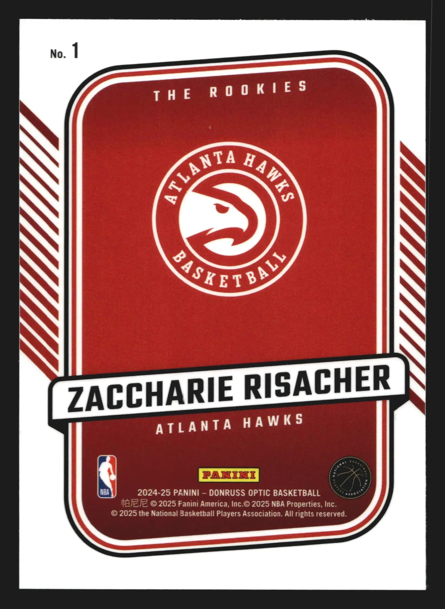 2024-25 Donruss Optic The Rookies #1 Zaccharie Risacher Atlanta Hawks RC