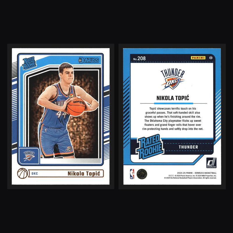 2024-25 Donruss Rated Rookie Nikola Topic #208 Thunder RC - Basketball Card Single