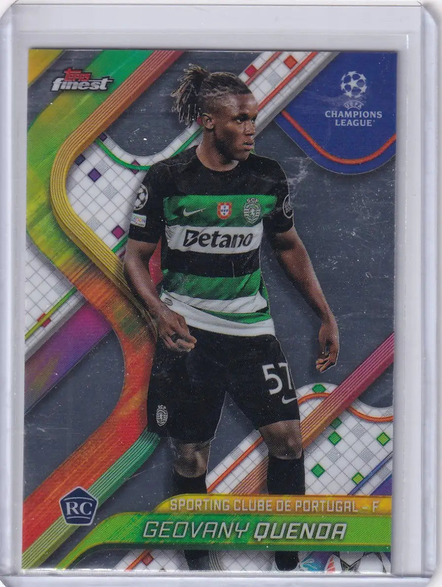 Geovany Quenda soccer card from 2024-25 Finest series featuring Sporting Clube de Portugal