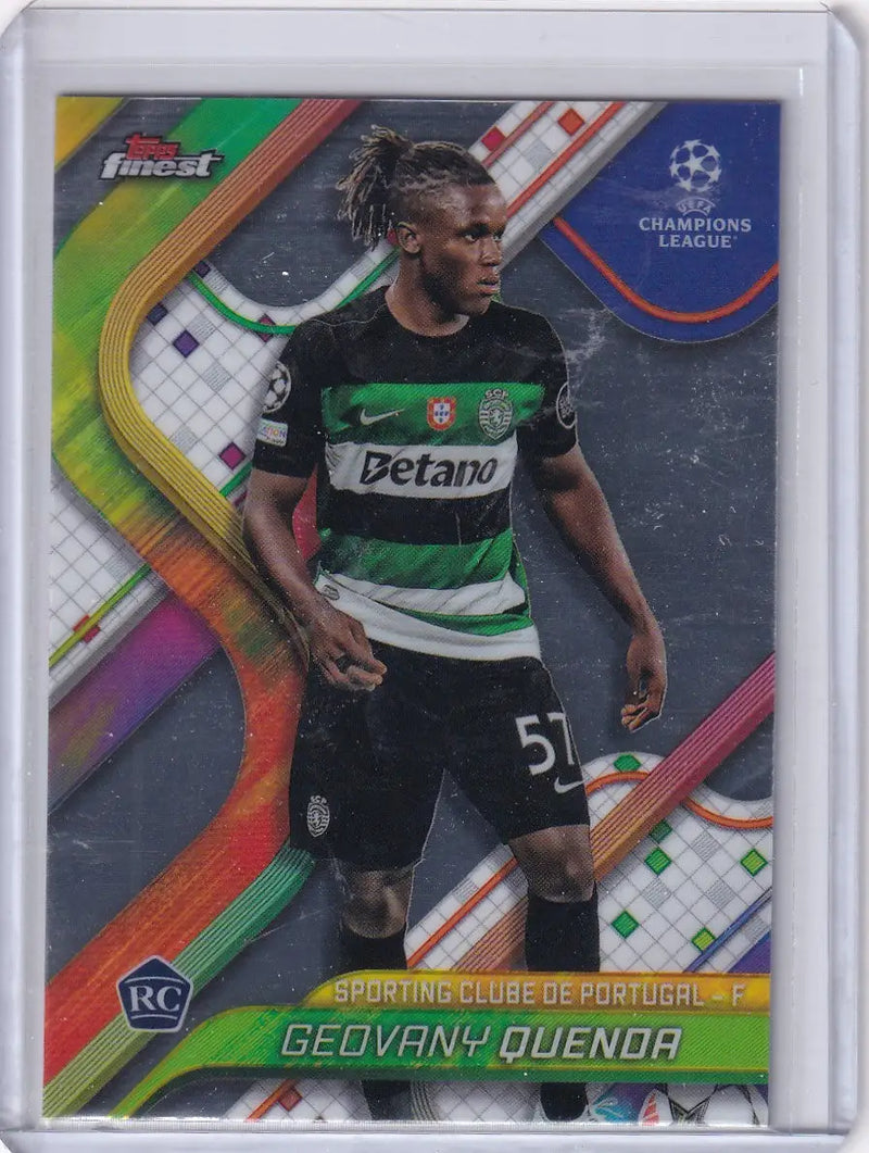 Geovany Quenda soccer card from 2024-25 Finest series featuring Sporting Clube de Portugal