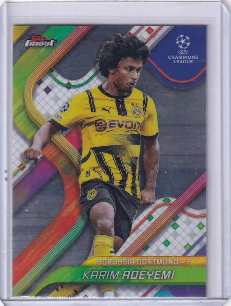 Karim Adeyemi soccer card from 2024-25 Finest featuring Borussia Dortmund player