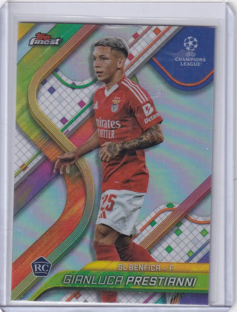 Gianluca Prestianni rookie card from 2024-25 Finest SL Benfica collection